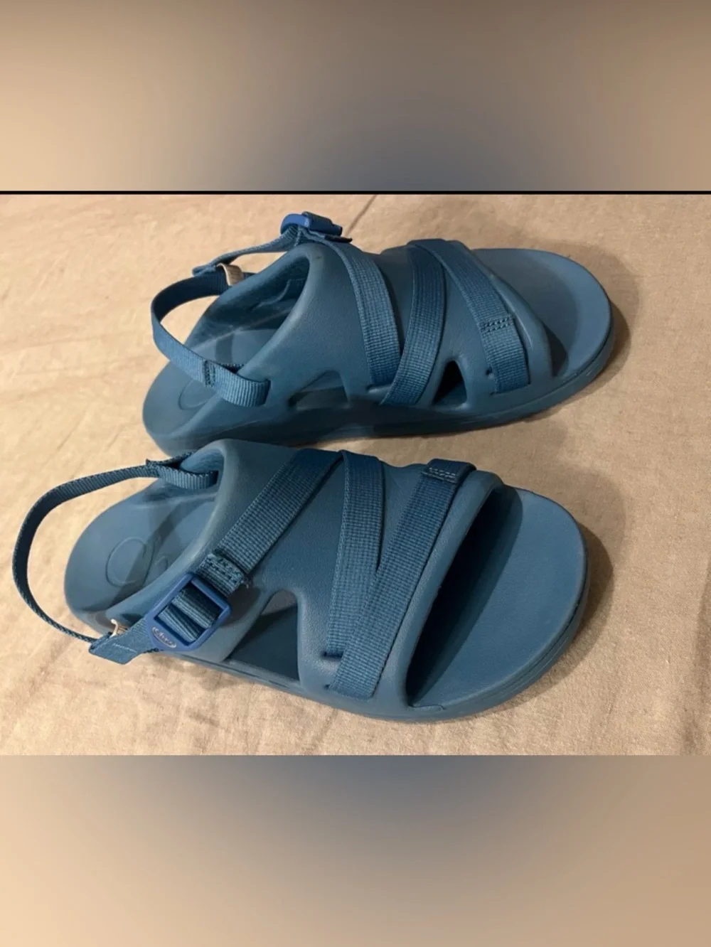Kids size 6- CHACO Chillos Sport Juniors Slide Sandals Back Strap Blue Light